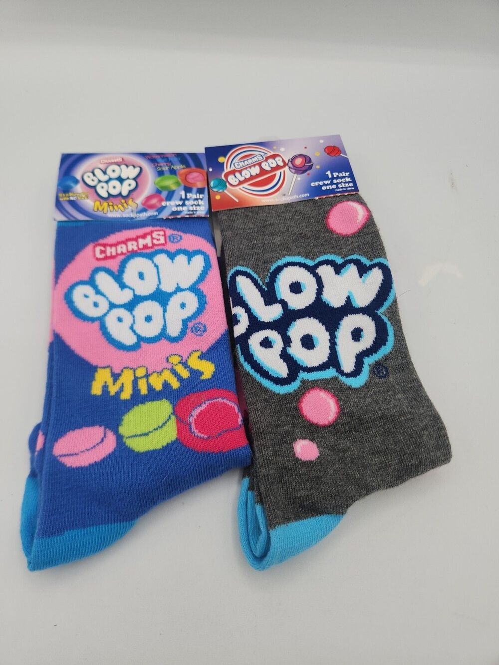 Charms Blow Pop Minis Unisex Adult   Novelty Graphic Crew Socks  Set Of 2